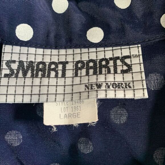 Vintage Navy Blue Polka Dot Waistcoat Tailored  Suit Blazer Vest Vneck Tie Back - Picture 10 of 12